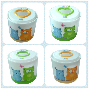 Fashionable Style Round Tissue Box with Cartoon Printing (FF-0222)